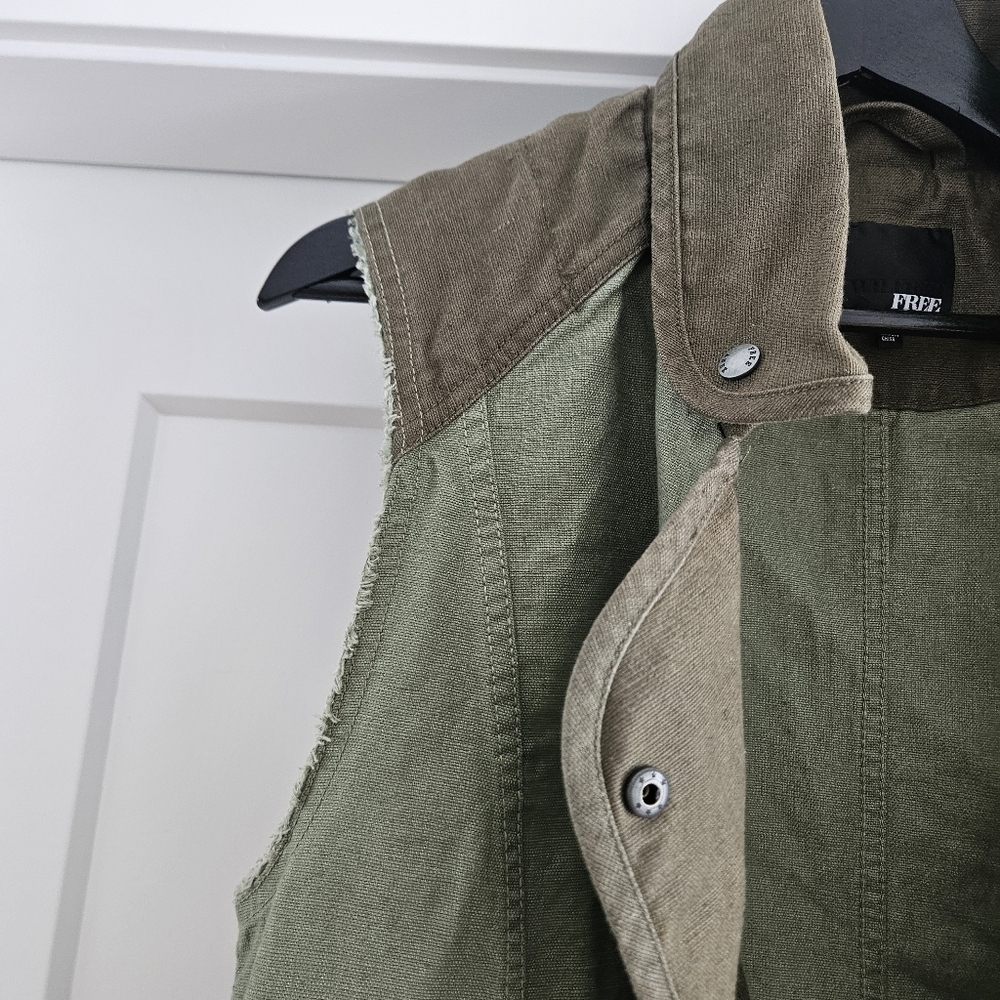 Aritzia Wilfred Free Army Green Linen Vest Small Oversized - Picture 3 of 6